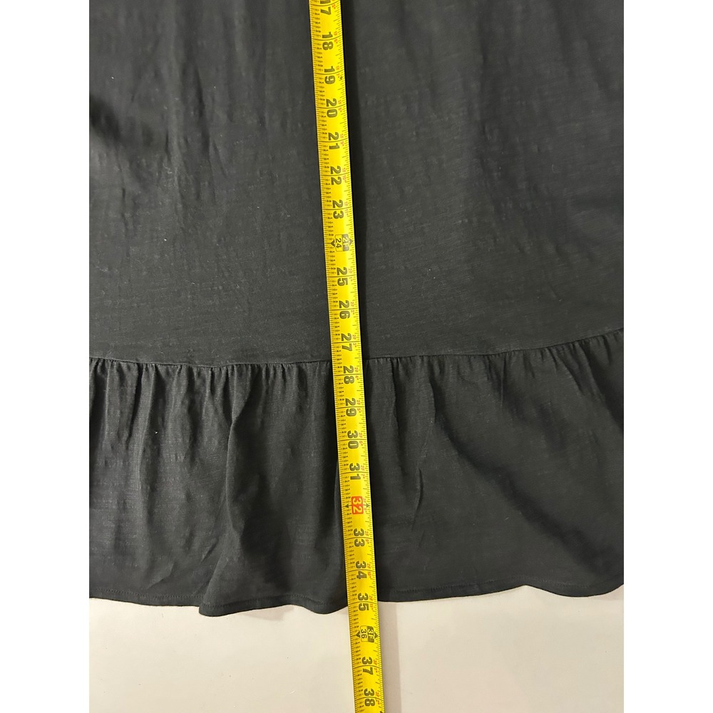 Lisa Todd Black Cotton Ruffle Sleeve Mini Dress Rainbow Whipstitch Small - Picture 7 of 11